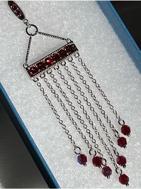 Touchstone Crystal $119 RT Value Red Siam Fringe Benefits Pendant Necklace